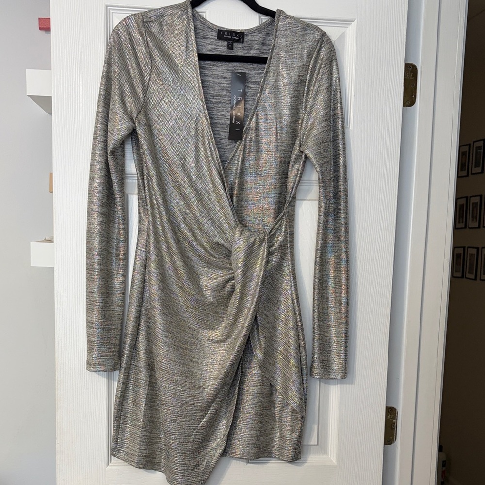 Trixxi Metallic Long Sleeve Dress